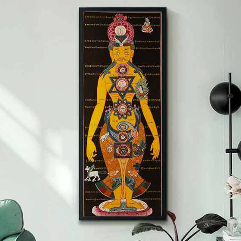 Buddha Stones Tibetan Thangka Painting Healing Handmade Decoration(Random Style)