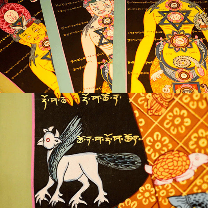 Buddha Stones Tibetan Thangka Painting Healing Handmade Decoration(Random Style)