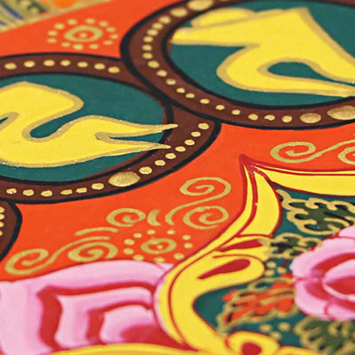 Buddha Stones Tibetan Thangka Painting Om Mani Padme Hum Scripture Handmade Decoration(Random Style)