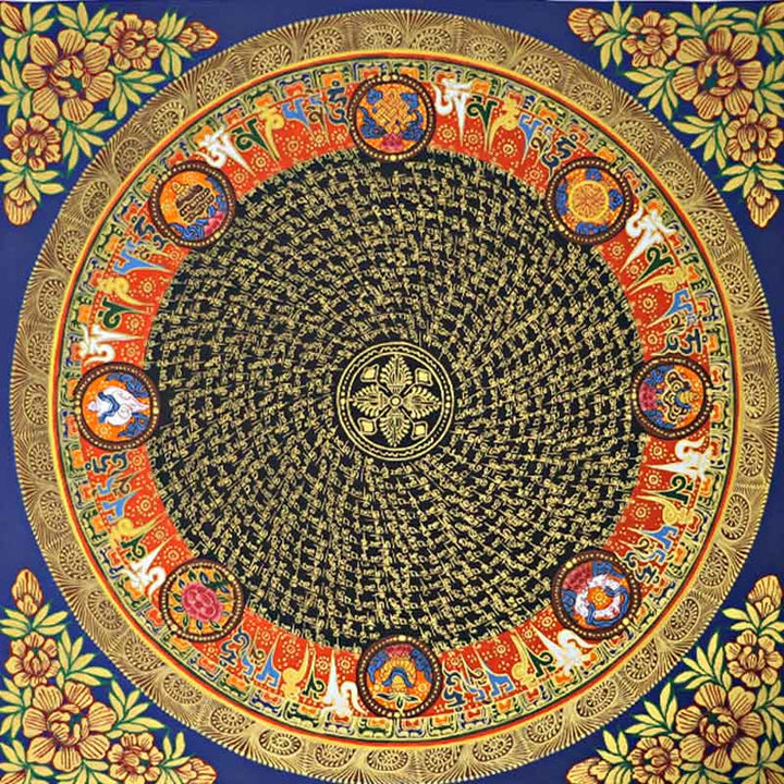 Buddha Stones Tibetan Thangka Painting Om Mani Padme Hum Scripture Handmade Decoration(Random Style)