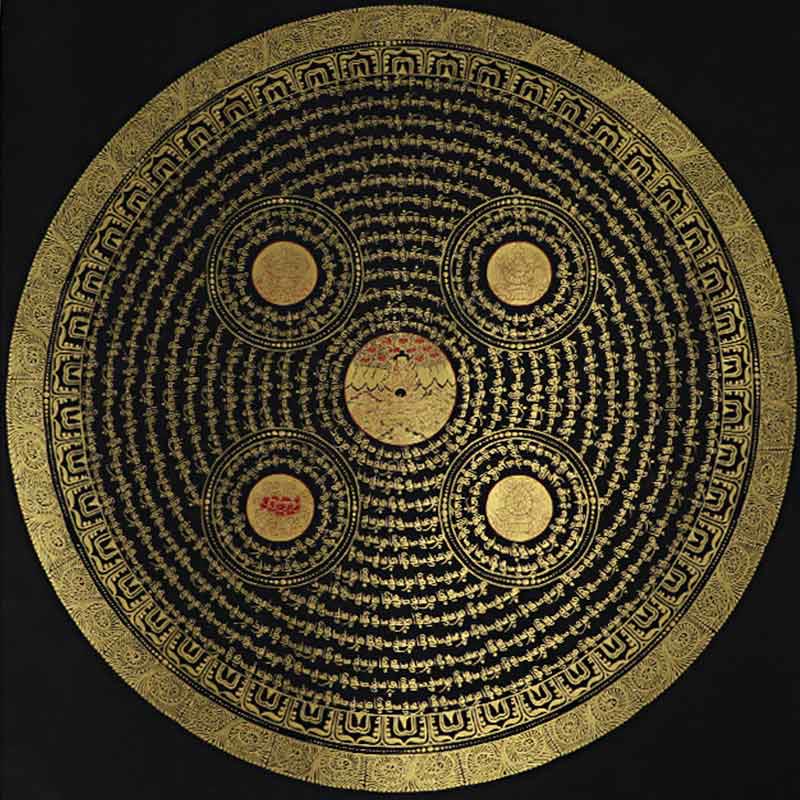 Buddha Stones Tibetan Thangka Painting Om Mani Padme Hum Scripture Handmade Decoration(Random Style)