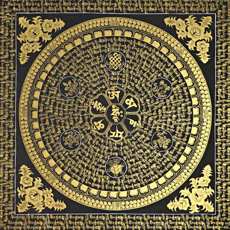 Buddha Stones Tibetan Thangka Painting Om Mani Padme Hum Scripture Handmade Decoration(Random Style)