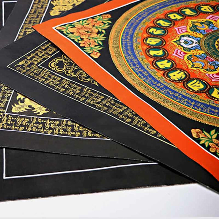 Buddha Stones Tibetan Thangka Painting Om Mani Padme Hum Scripture Handmade Decoration(Random Style)