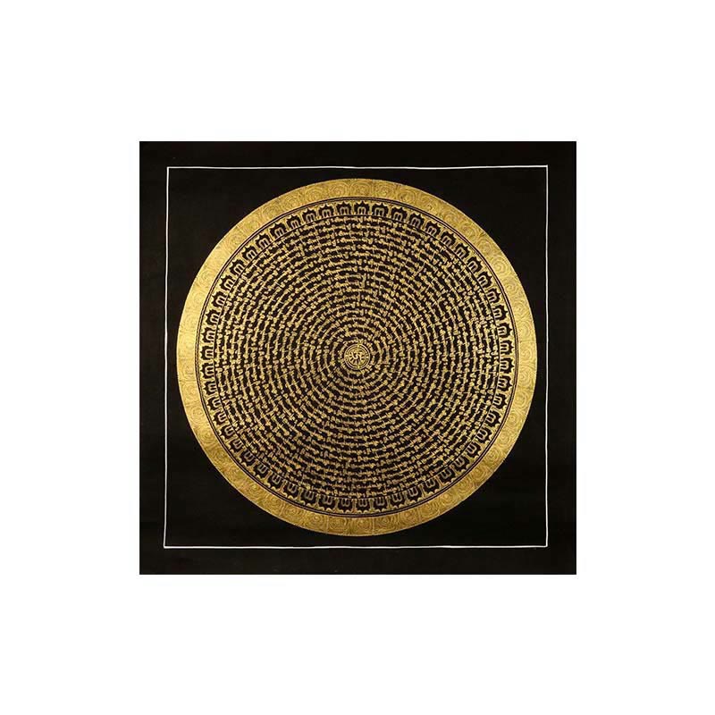 Buddha Stones Tibetan Thangka Painting Om Mani Padme Hum Dragon Phoenix Scripture Handmade Decoration(Random Style)