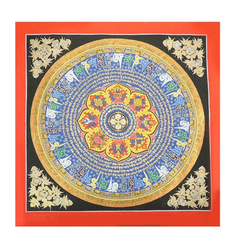 Buddha Stones Tibetan Thangka Painting Om Mani Padme Hum Dragon Phoenix Scripture Handmade Decoration(Random Style)