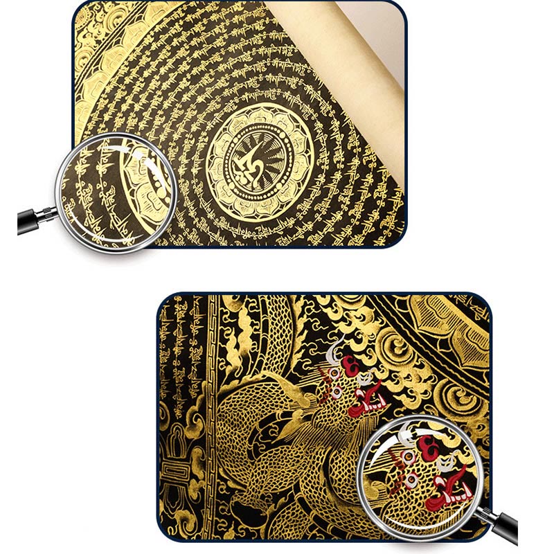 Buddha Stones Tibetan Thangka Painting Om Mani Padme Hum Dragon Phoenix Scripture Handmade Decoration(Random Style)