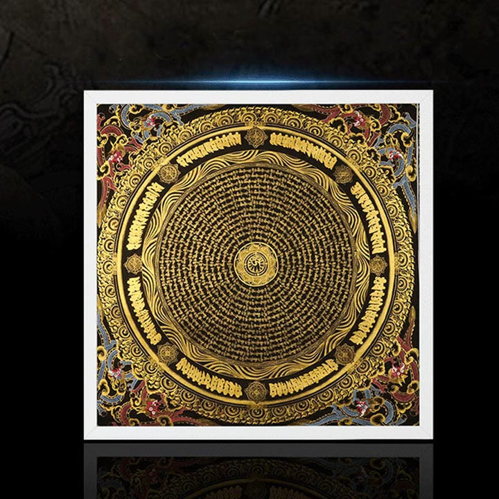 Buddha Stones Tibetan Thangka Painting Om Mani Padme Hum Dragon Phoenix Scripture Handmade Decoration(Random Style)