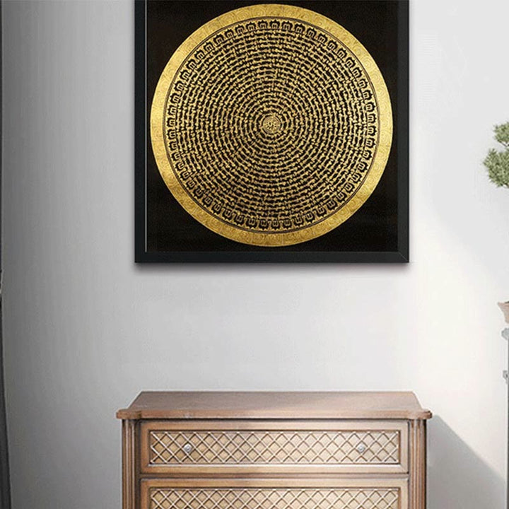 Buddha Stones Tibetan Thangka Painting Om Mani Padme Hum Dragon Phoenix Scripture Handmade Decoration(Random Style)