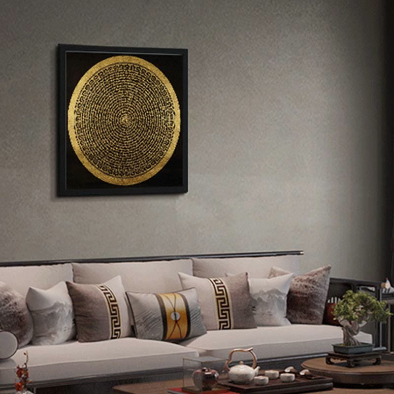 Buddha Stones Tibetan Thangka Painting Om Mani Padme Hum Dragon Phoenix Scripture Handmade Decoration(Random Style)