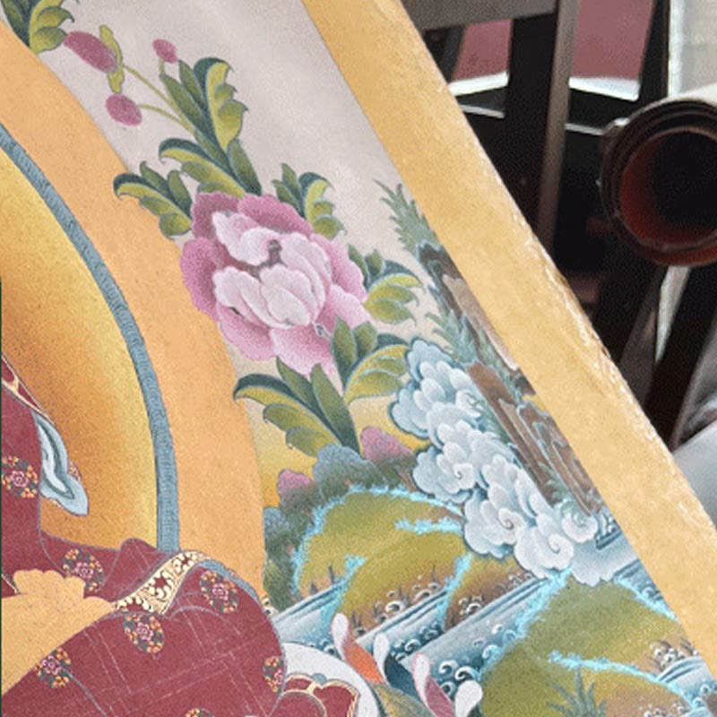 Buddha Stones Tibetan Thangka Painting Om Mani Padme Hum Dragon Phoenix Scripture Handmade Decoration(Random Style)