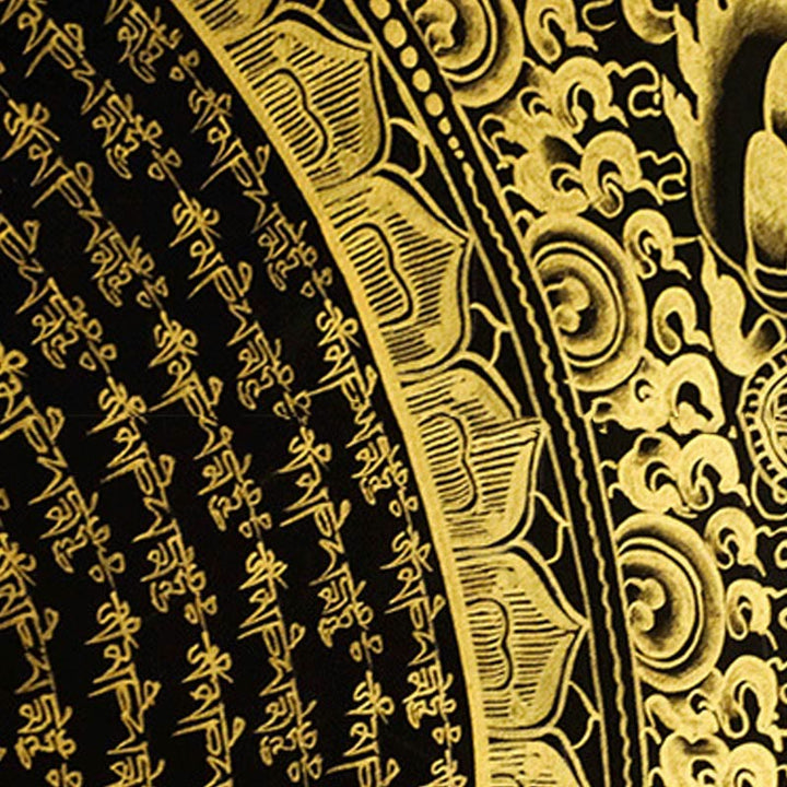 Buddha Stones Tibetan Thangka Painting Om Mani Padme Hum Dragon Phoenix Scripture Handmade Decoration(Random Style)