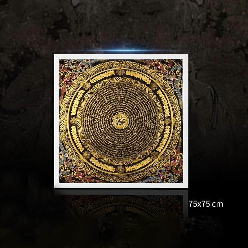 Buddha Stones Tibetan Thangka Painting Om Mani Padme Hum Dragon Phoenix Scripture Handmade Decoration(Random Style)