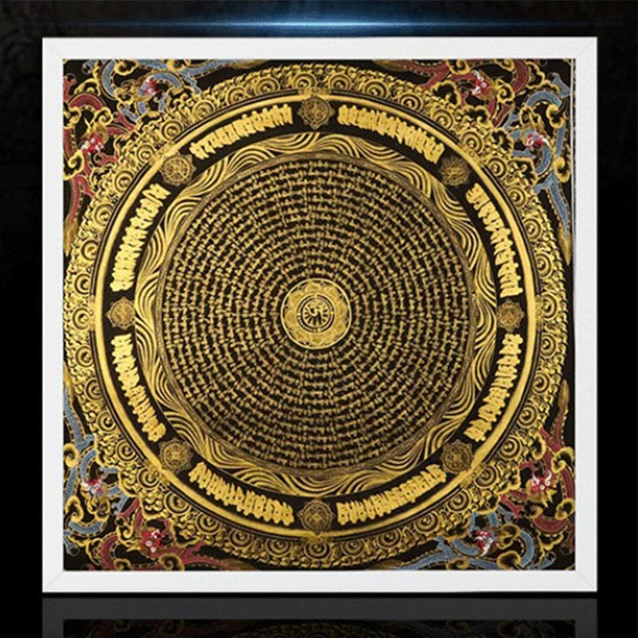 Buddha Stones Tibetan Thangka Painting Om Mani Padme Hum Dragon Phoenix Scripture Handmade Decoration(Random Style)