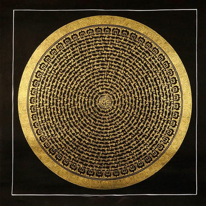 Buddha Stones Tibetan Thangka Painting Om Mani Padme Hum Dragon Phoenix Scripture Handmade Decoration(Random Style)