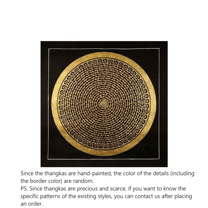 Buddha Stones Tibetan Thangka Painting Om Mani Padme Hum Dragon Phoenix Scripture Handmade Decoration(Random Style)