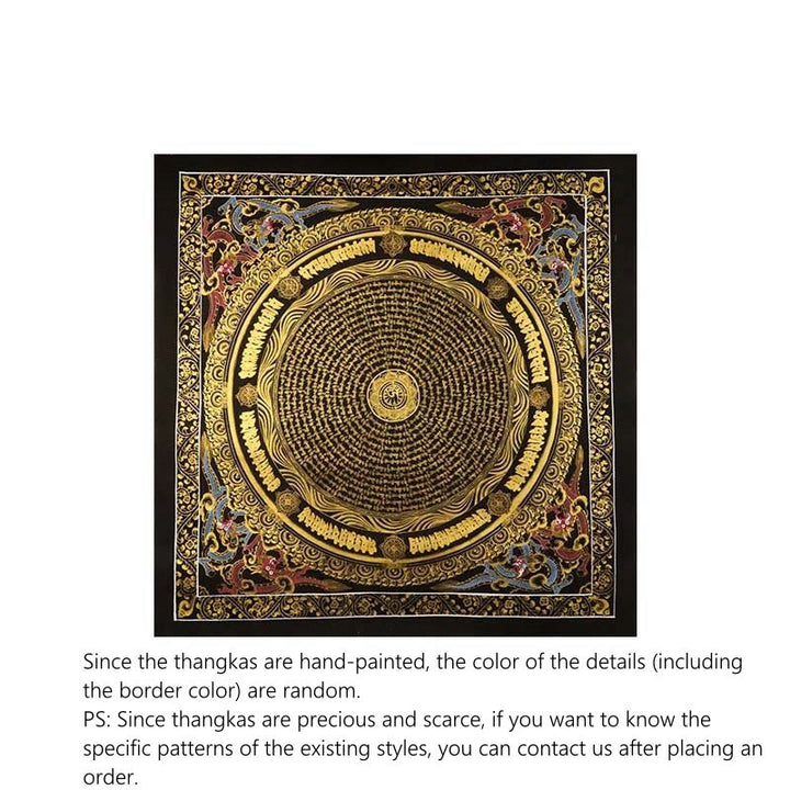 Buddha Stones Tibetan Thangka Painting Om Mani Padme Hum Dragon Phoenix Scripture Handmade Decoration(Random Style)