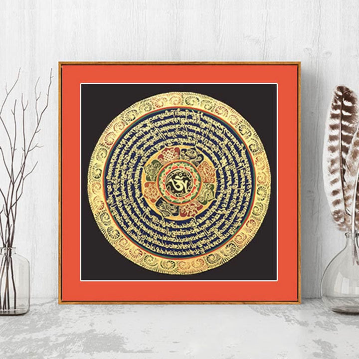 Buddha Stones Tibetan Thangka Painting Six True Words Scripture Handmade Decoration Blind Box(Random Style)