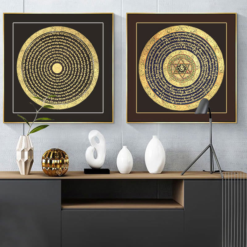 Buddha Stones Tibetan Thangka Painting Six True Words Scripture Handmade Decoration Blind Box(Random Style)