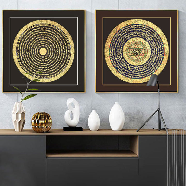 Buddha Stones Tibetan Thangka Painting Six True Words Scripture Handmade Decoration Blind Box(Random Style)