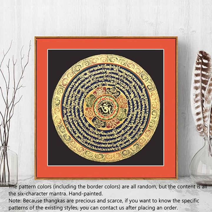 Buddha Stones Tibetan Thangka Painting Six True Words Scripture Handmade Decoration Blind Box(Random Style)