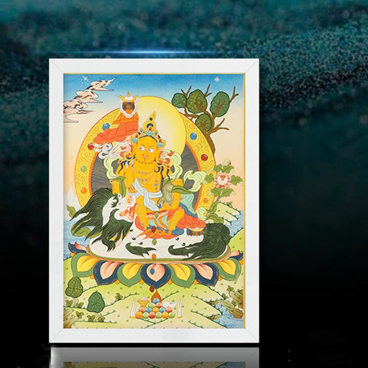 Buddha Stones Tibetan Thangka Painting Yellow God of Wealth Green Tara Avalokitesvara Handmade Decoration Blind Box(Random Style)