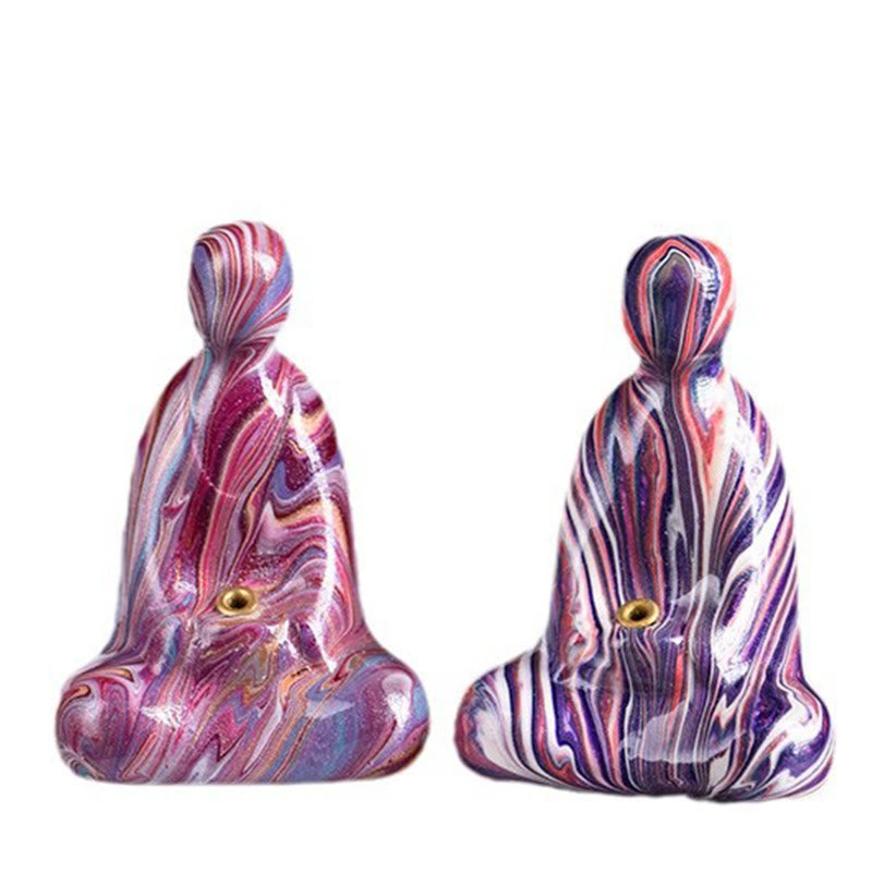 Buddha Stones Mini Formless Buddha Ebony Wood Lacquer Craft Peace Incense Stick Holder Decoration