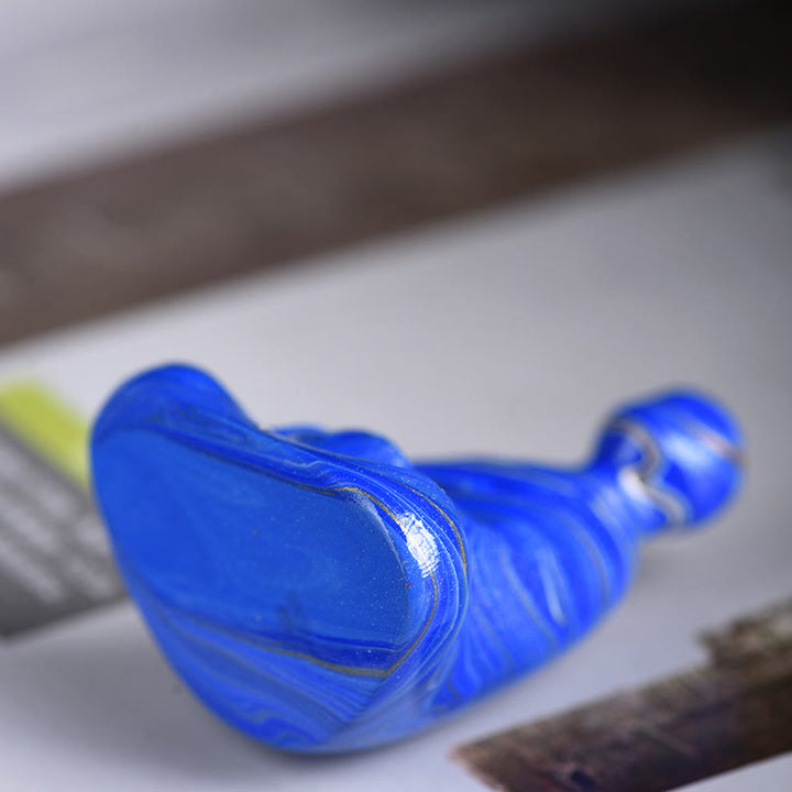 Buddha Stones Mini Formless Buddha Ebony Wood Lacquer Craft Peace Incense Stick Holder Decoration