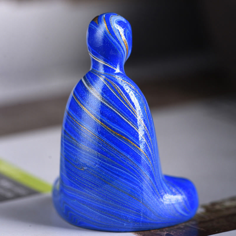 Buddha Stones Mini Formless Buddha Ebony Wood Lacquer Craft Peace Incense Stick Holder Decoration