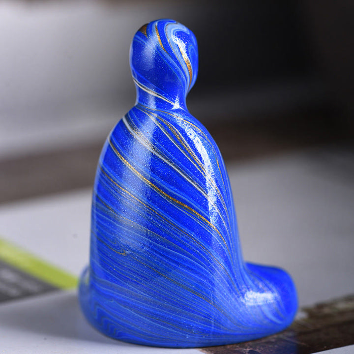 Buddha Stones Mini Formless Buddha Ebony Wood Lacquer Craft Peace Incense Stick Holder Decoration