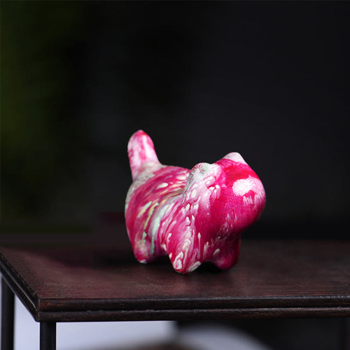 Buddha Stones Mini Lovely Cat Ebony Wood Lacquer Craft Peace Decoration - Red(Random Red Color) - image 3