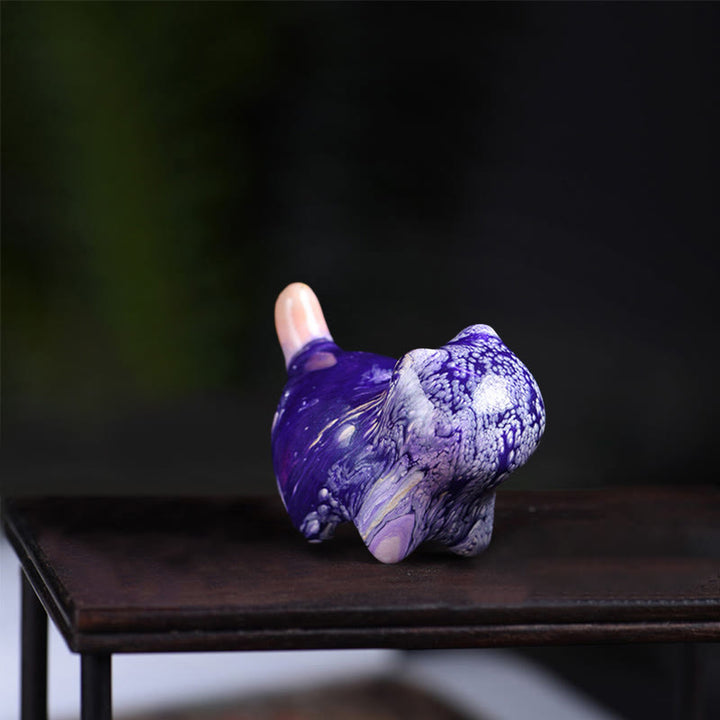 Buddha Stones Mini Lovely Cat Ebony Wood Lacquer Craft Peace Decoration - Purple(Random Purple Color) - image 13