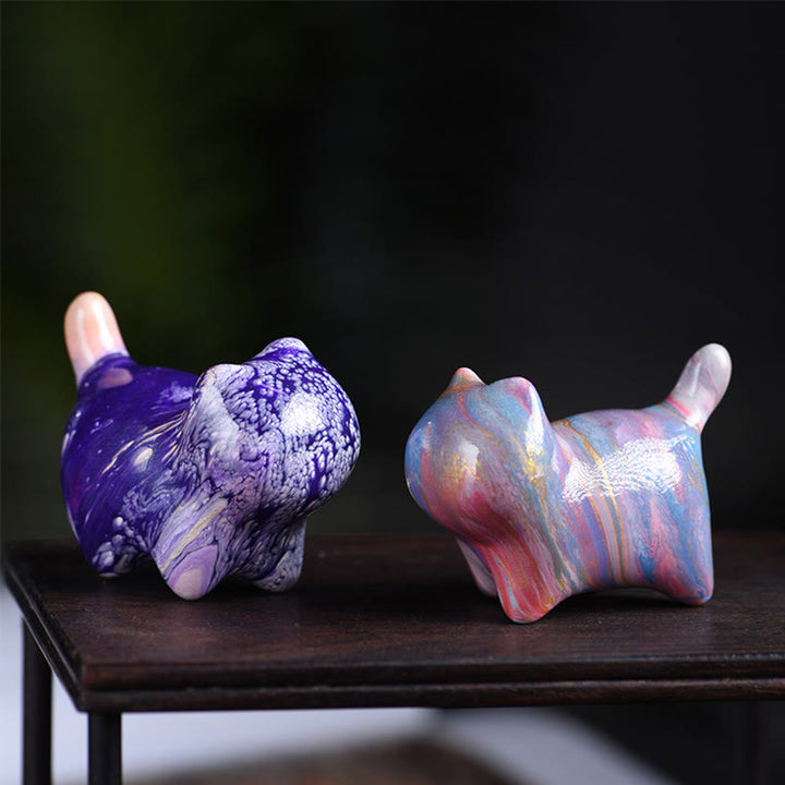 Buddha Stones Mini Lovely Cat Ebony Wood Lacquer Craft Peace Decoration - image 14