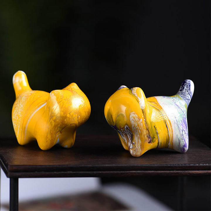 Buddha Stones Mini Lovely Cat Ebony Wood Lacquer Craft Peace Decoration - image 7