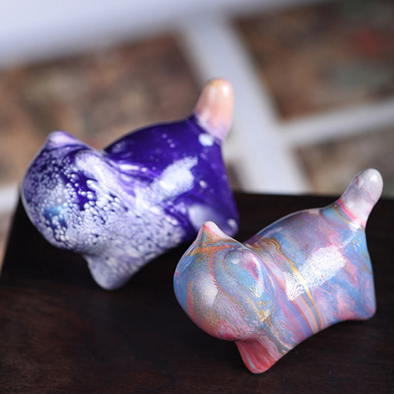 Buddha Stones Mini Lovely Cat Ebony Wood Lacquer Craft Peace Decoration - image 15