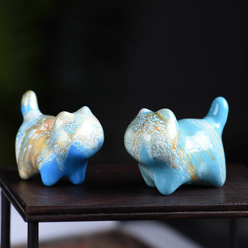 Buddha Stones Mini Lovely Cat Ebony Wood Lacquer Craft Peace Decoration - image 9