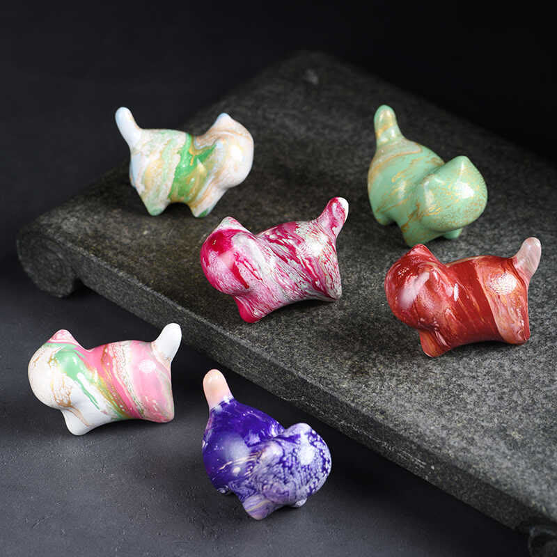 Buddha Stones Mini Lovely Cat Ebony Wood Lacquer Craft Peace Decoration - image 16