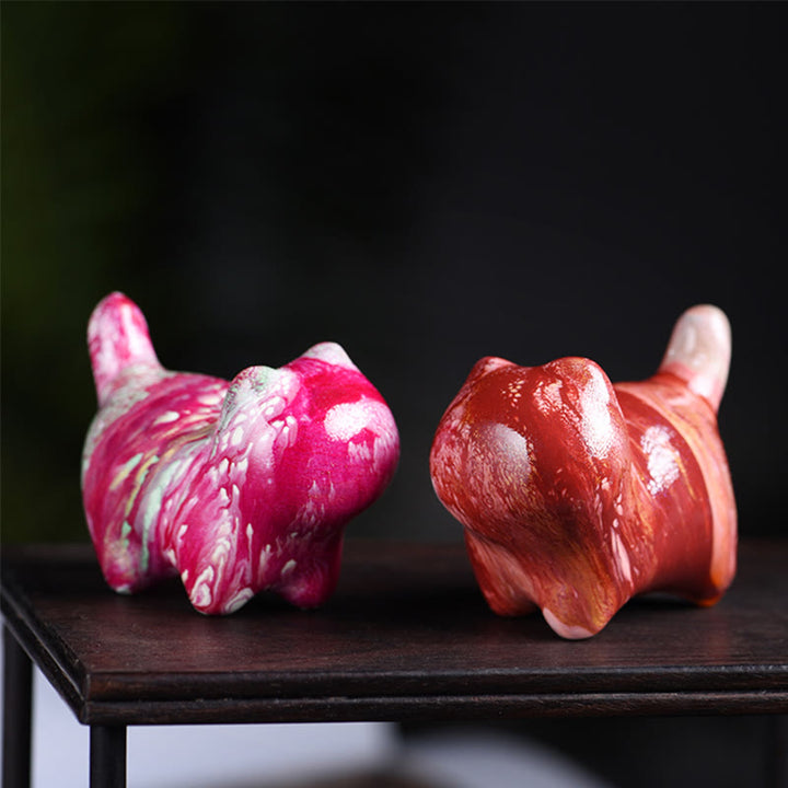 Buddha Stones Mini Lovely Cat Ebony Wood Lacquer Craft Peace Decoration - image 4