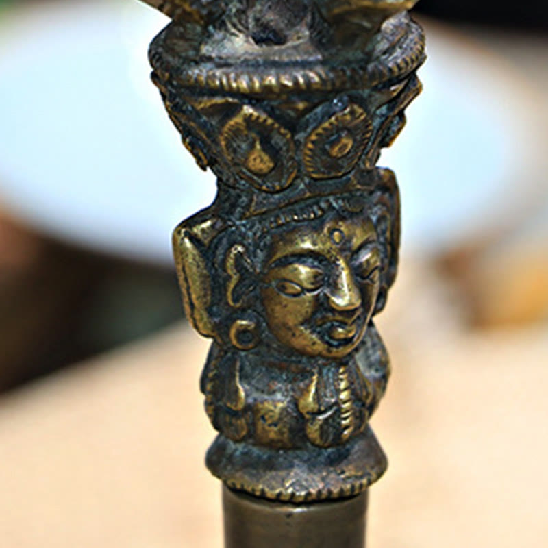 Buddha Stones 2Pcs Handmade Tibetan Meditation Bell and Vajra Dorje Copper Strength Decoration Set