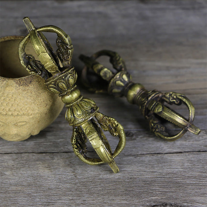 Buddha Stones Handmade Nepal Five Prong Vajra Dorje Copper Metal Decoration