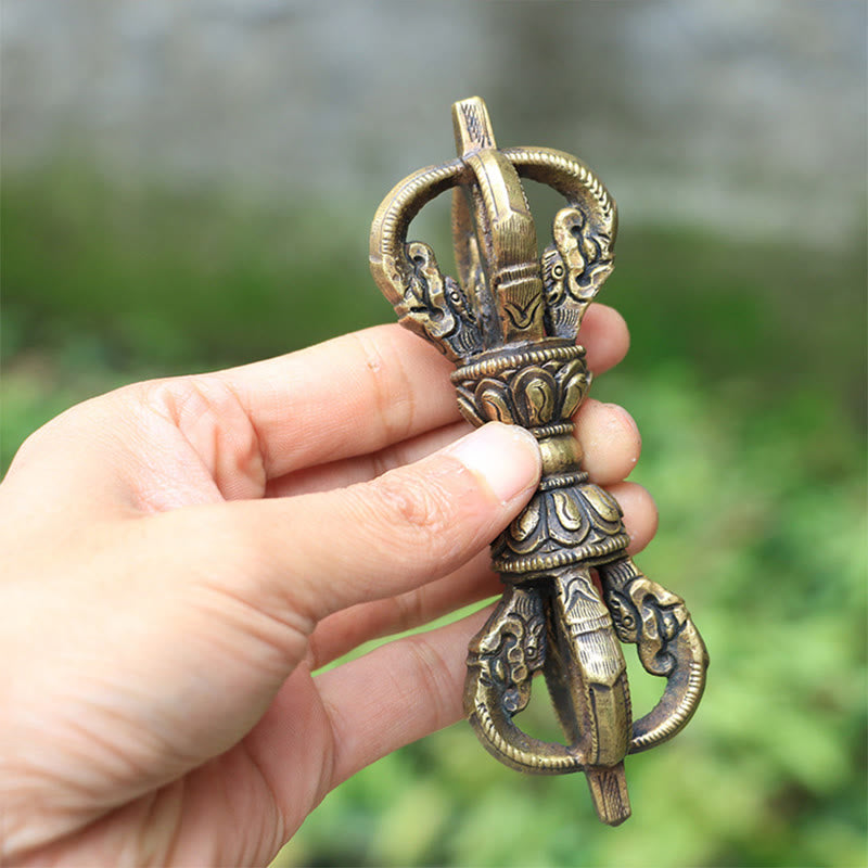 Buddha Stones Handmade Nepal Five Prong Vajra Dorje Copper Metal Decoration