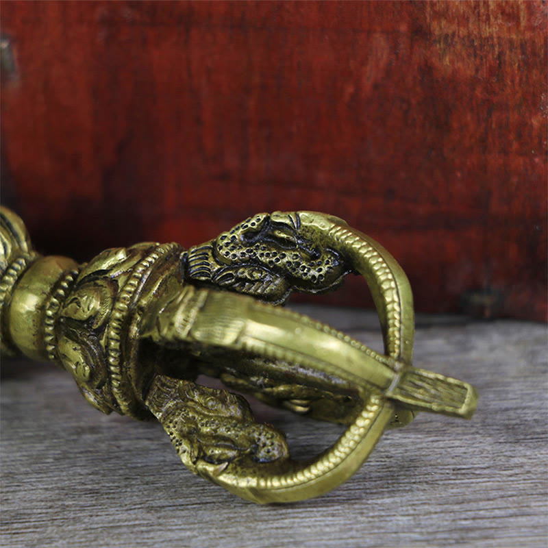 Buddha Stones Handmade Nepal Five Prong Vajra Dorje Copper Metal Decoration