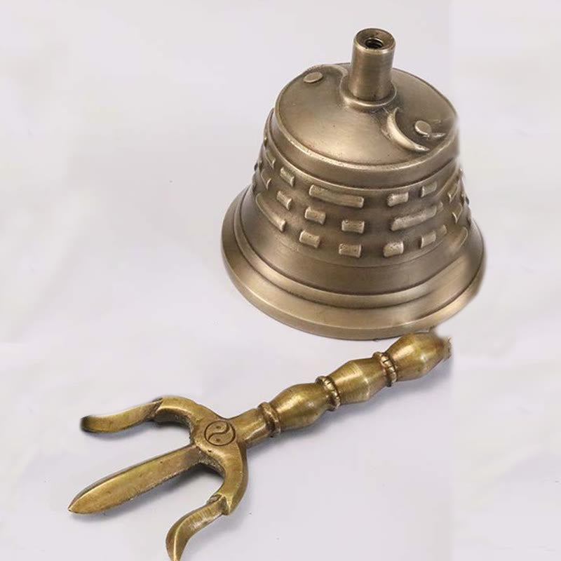 Buddha Stones Handmade Tibetan Meditation Vajra Dorje Bell Gourd Yin Yang Copper Enlightenment Decoration