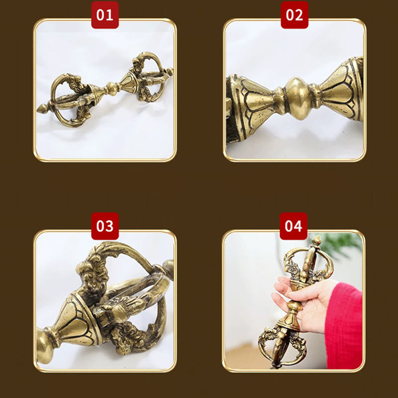 Buddha Stones Handmade Nepal Vajra Dorje Spiritual Power Copper Metal Home Decoration