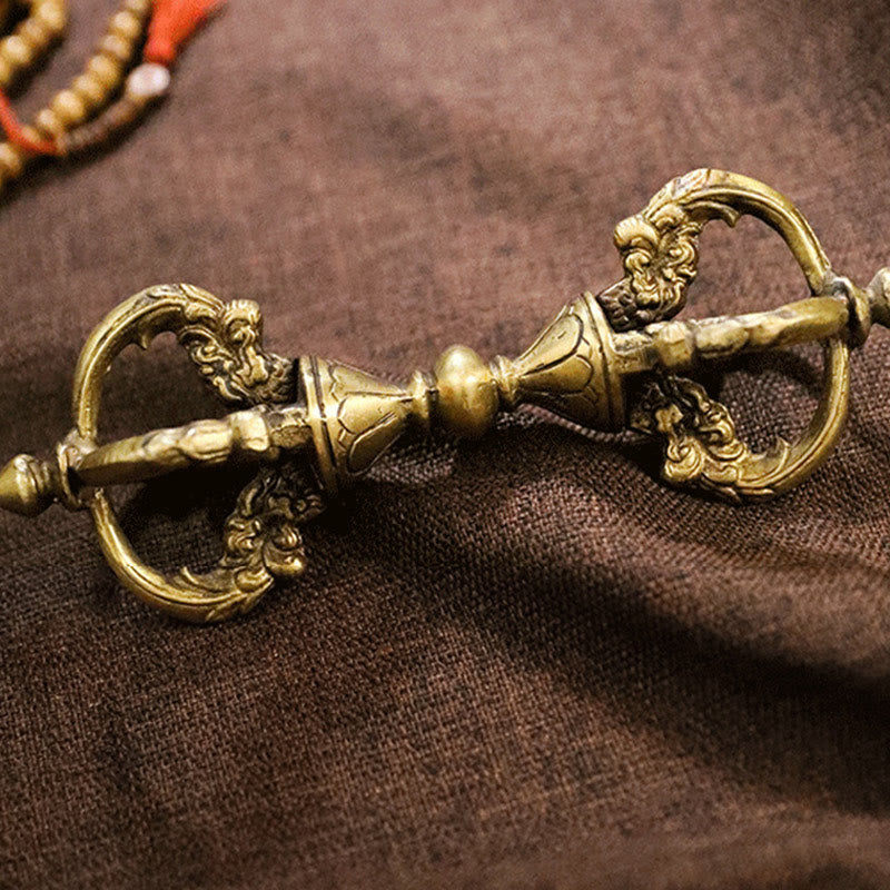 Buddha Stones Handmade Nepal Vajra Dorje Spiritual Power Copper Metal Home Decoration