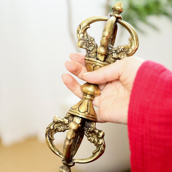 Buddha Stones Handmade Nepal Vajra Dorje Spiritual Power Copper Metal Home Decoration