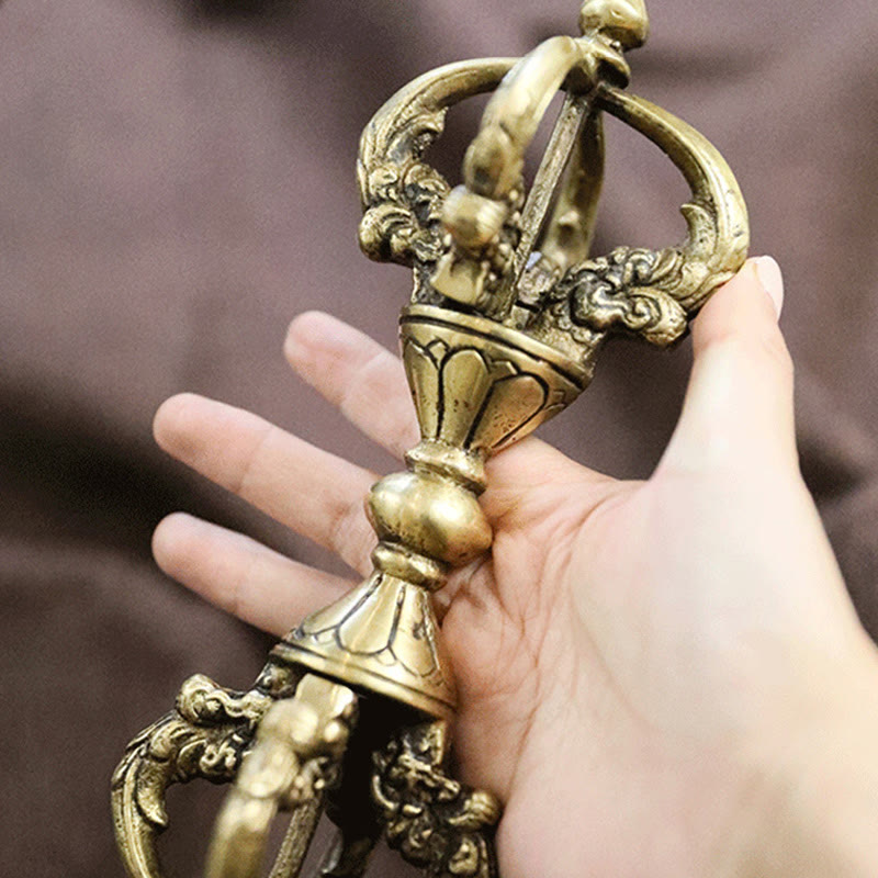 Buddha Stones Handmade Nepal Vajra Dorje Spiritual Power Copper Metal Home Decoration