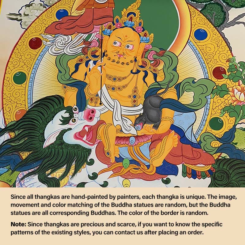 Buddha Stones Tibetan Thangka Painting Yellow God of Wealth Green Tara Avalokitesvara Handmade Decoration Blind Box(Random Style)