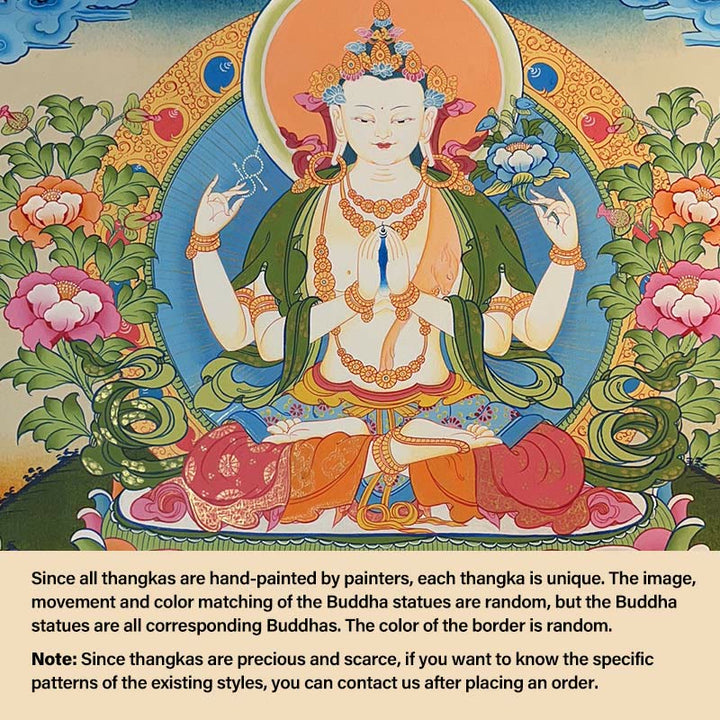 Buddha Stones Tibetan Thangka Painting Yellow God of Wealth Green Tara Avalokitesvara Handmade Decoration Blind Box(Random Style)