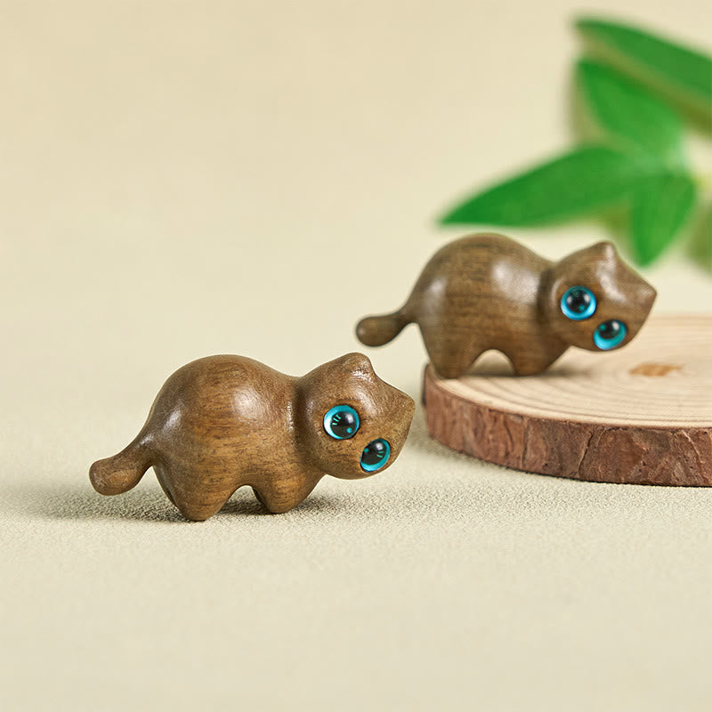 Buddha Stones Mini Cute Stretching Cat Carved Soothing Desk Decoration - image 5