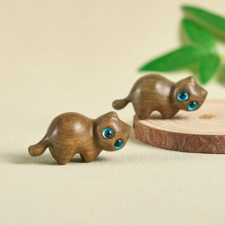 Buddha Stones Mini Cute Stretching Cat Carved Soothing Desk Decoration - image 5